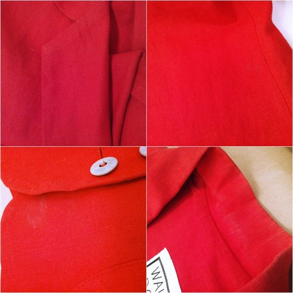 Vintage 80s D.B. Waldo Wear USA Linen Blazer Oversize-S Pockets 6-stone Buttons - Picture 8 of 10